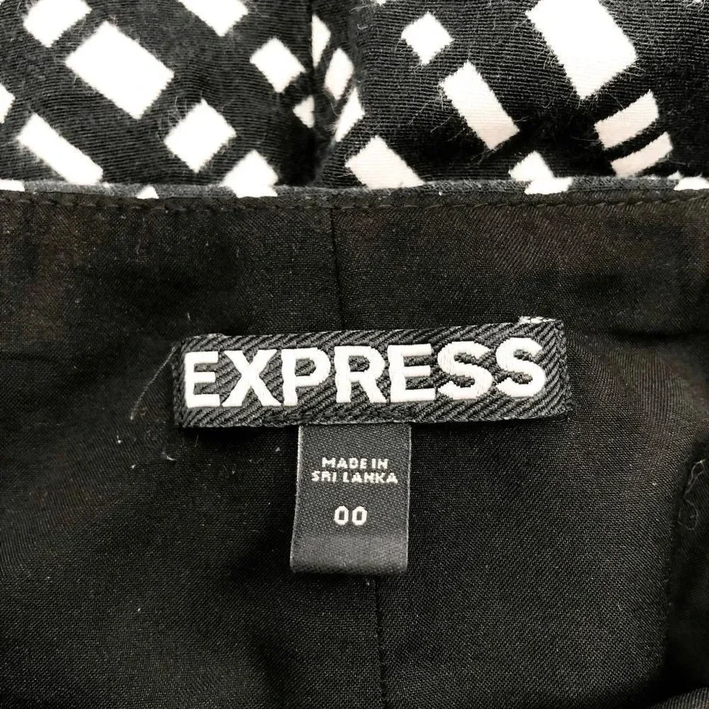 Express Women's Black and White Side Zip Pencil‎ Skirt Size 0